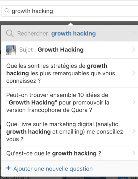 Recherche Quora : Growth Hacking