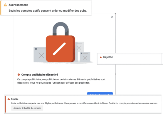 Gestion des aléas comptes publicitaires