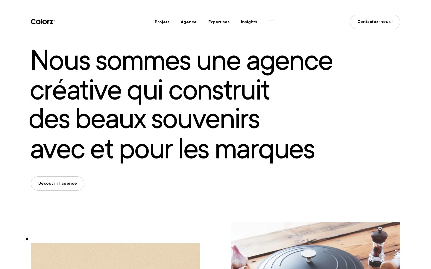 Page d'accueil de l'agence Colorz